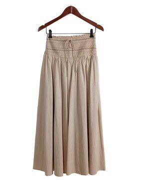 Moon River Smock Waist Cotton Maxi Skirt